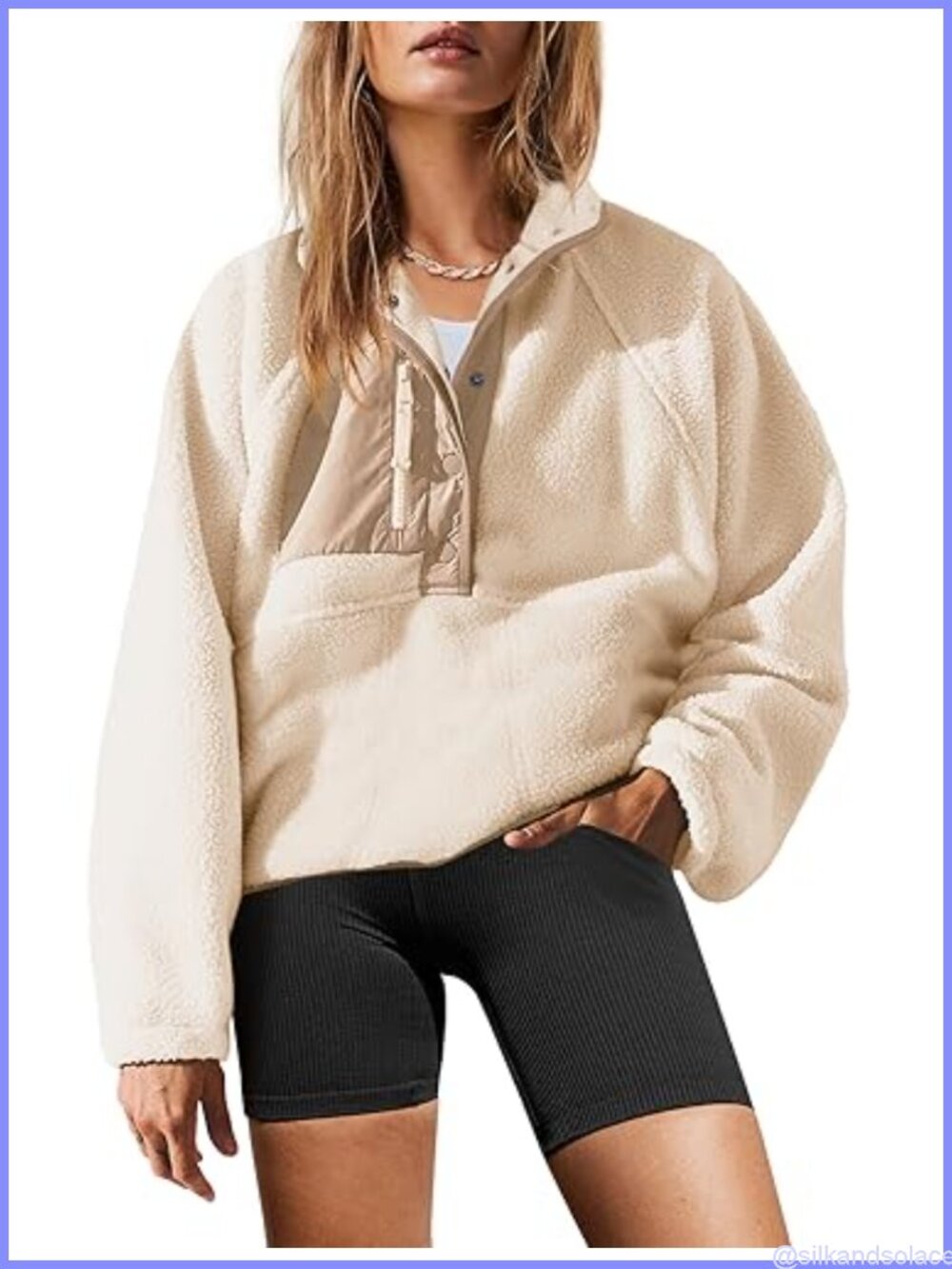 Womens Sherpa Fleece Pullover Jacket Button Down Zip Pockets Casual